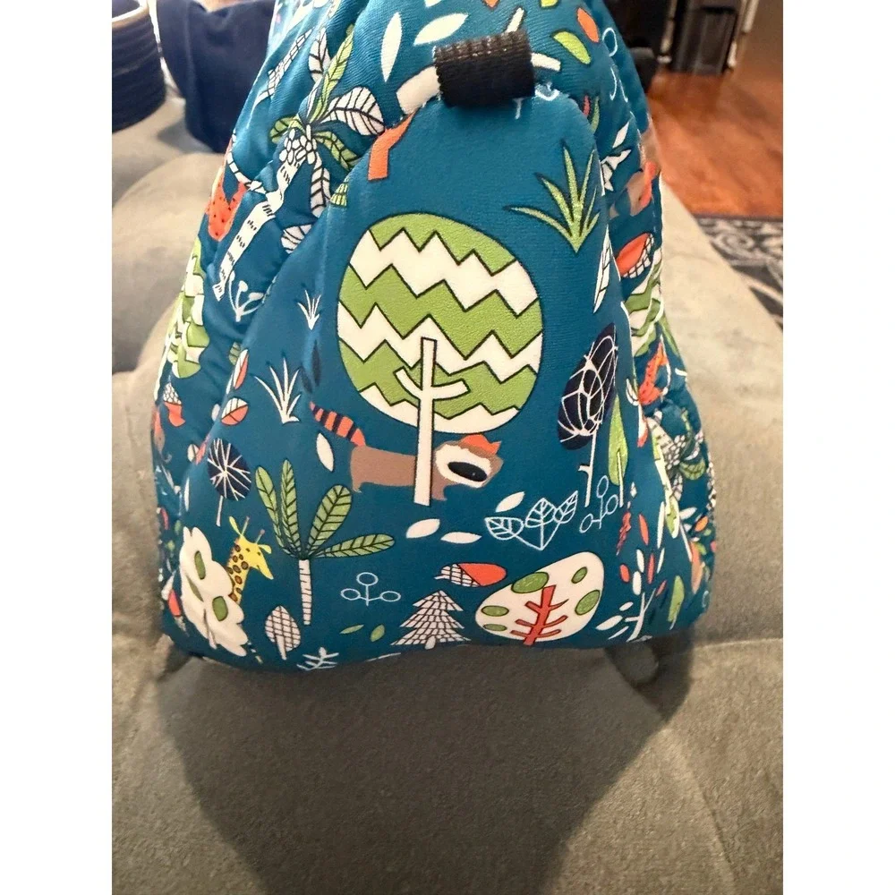 Unbranded Jungle Animal Pet Bed Small Teal New Plush Fleece Lined Tent Cave